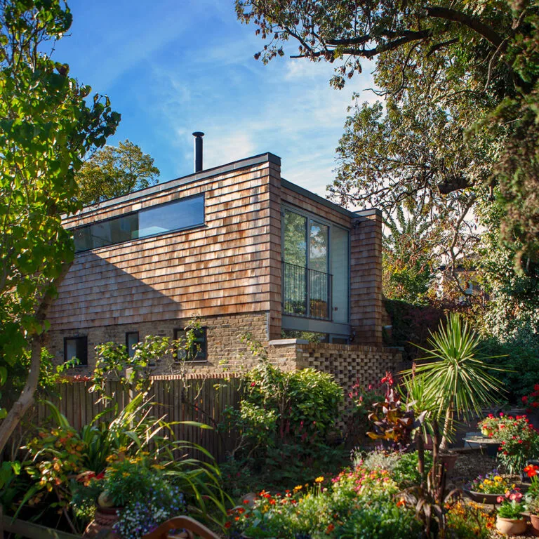 Modern timber-clad house extension and architectural build in Dalston