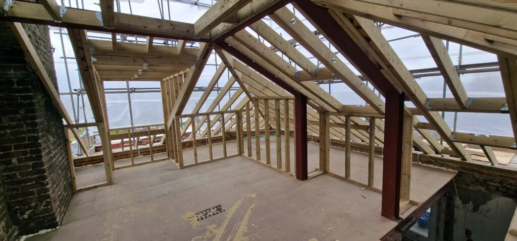 Loft conversion roof timber framing and structural carpentry works